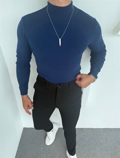 LRD  BASİC İTHAL TRİKO BALIKÇI YAKA SWEATSHİRT LACİVERT