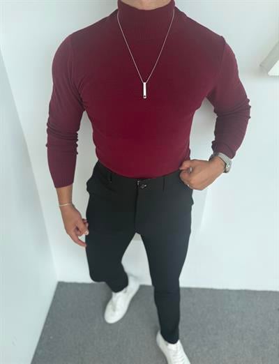 LRD  BASİC İTHAL TRİKO BALIKÇI YAKA SWEATSHİRT BORDO