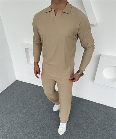 Ottoman Baggy Polo Yaka Takım Bej