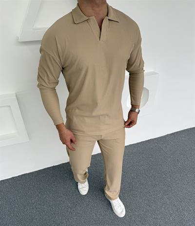 Ottoman Baggy Polo Yaka Takım Bej