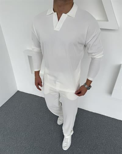 Ottoman Baggy Polo Yaka Takım Beyaz