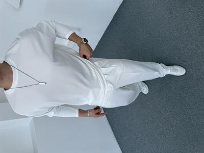 Ottoman Bisiklet Yaka Sweatshirt Beyaz