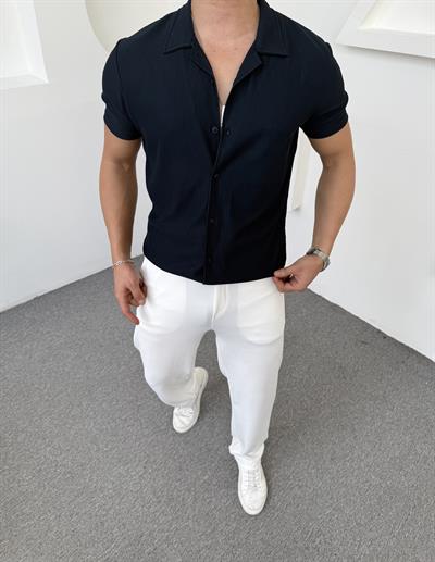 Ottoman Kısakol Gömlek Lacivert