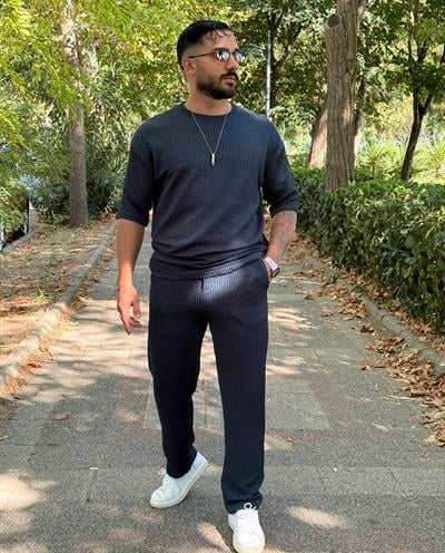 OVERSİZE RAY DESEN BAGGY TAKIM PETROL YEŞİLİ