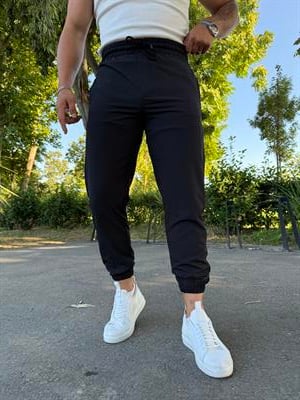 PARAŞÜT KUMAŞ PAÇA LASTİK PANTOLON SİYAH
