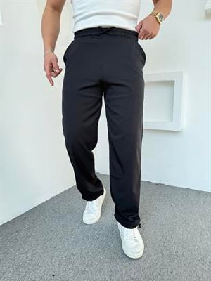 Paraşüt Kumaş Spor Likra Baggy Pantolon Siyah