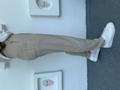 RAPOR ÇİZGİLİ BOYFİREND PANTOLON KREM