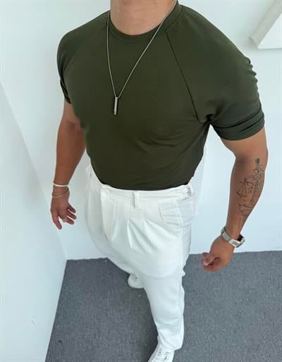 Reglan Kol Crap Tişört Haki Yeşil
