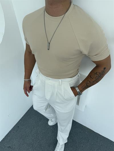 Reglan Kol Crap Tişört Krem