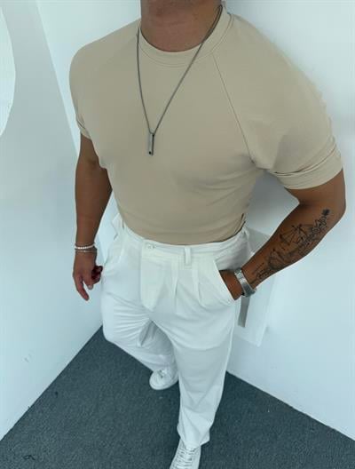 Reglan Kol Crap Tişört Krem