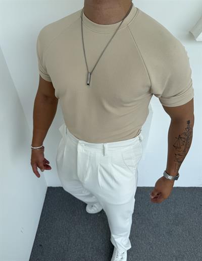 Reglan Kol Crap Tişört Krem