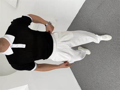 Yaka Renkli Triko Polo Yaka Siyah