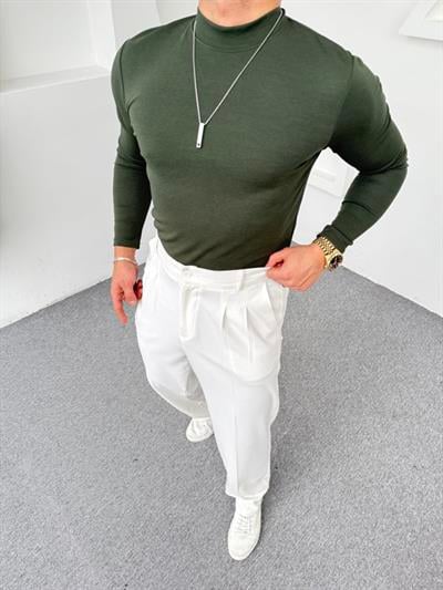 Yarım Balıkçı Crap Kumaş Sweatshirt Haki