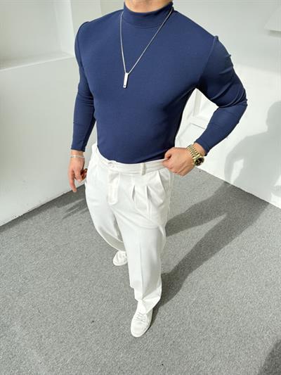 Yarım Balıkçı Crap Kumaş Sweatshirt Lacivert