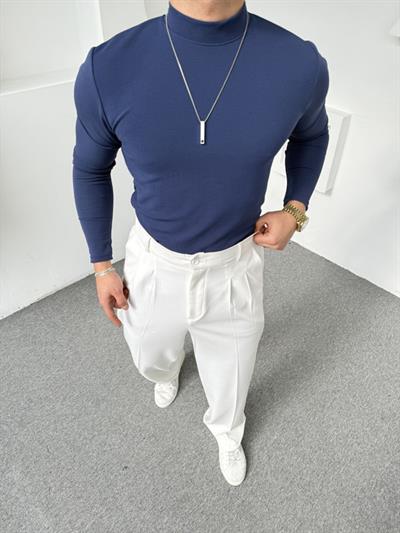 Yarım Balıkçı Crap Kumaş Sweatshirt Lacivert
