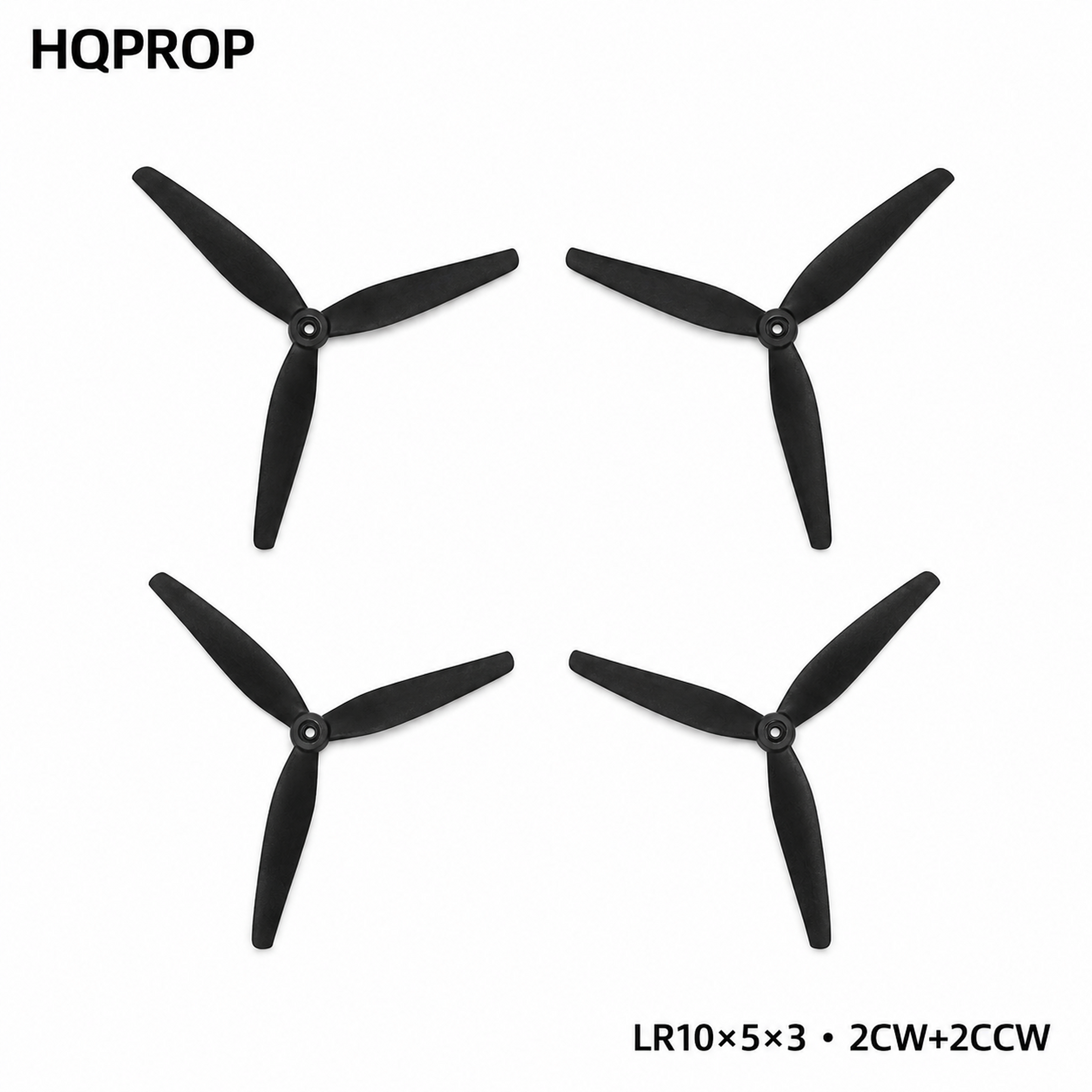 HQPropHQProp LR10X5X3 Black 10×5 İnç Üç Kanatlı Pervane Seti (2CW+2CCW)