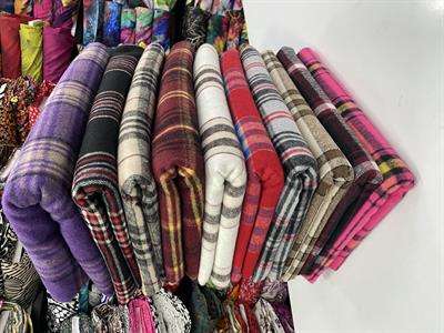 Ekose Desen Yüzeyi Şardonlu Kaşe Kumaş Pembe