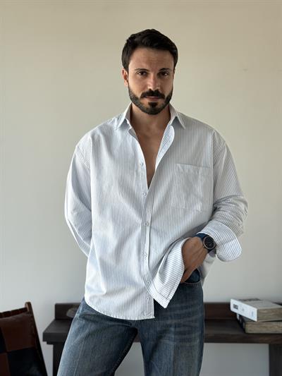 Elaris Oversize Mevsimlik Çizgili Gömlek
