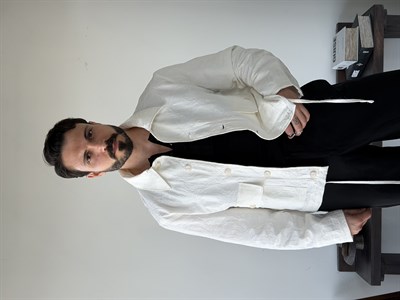 Sandro Desenli Beyaz Crop Ceket