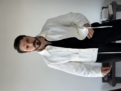 Sandro Desenli Beyaz Crop Ceket