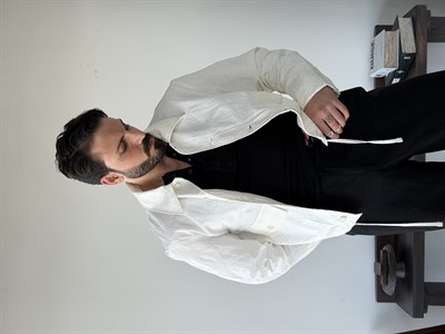 Sandro Desenli Beyaz Crop Ceket