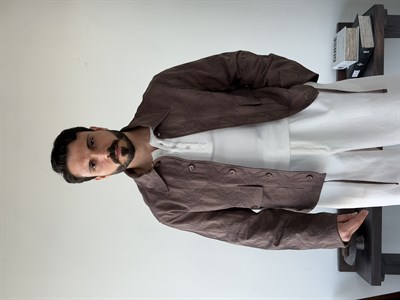 Sandro Desenli Kahve Crop Ceket