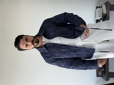 Sandro Desenli Lacivert Crop Ceket