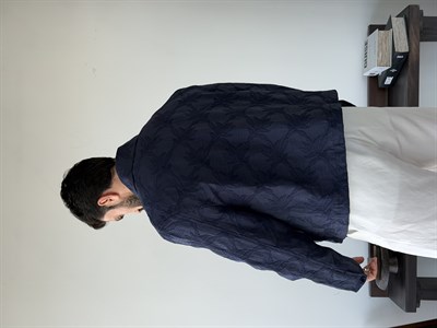 Sandro Desenli Lacivert Crop Ceket