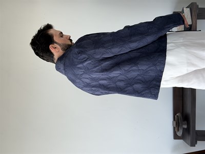 Sandro Desenli Lacivert Crop Ceket