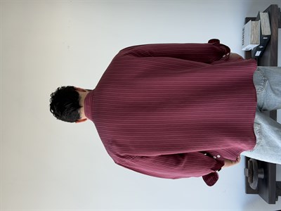 Aline Oversize Çizgili Bordo Gömlek