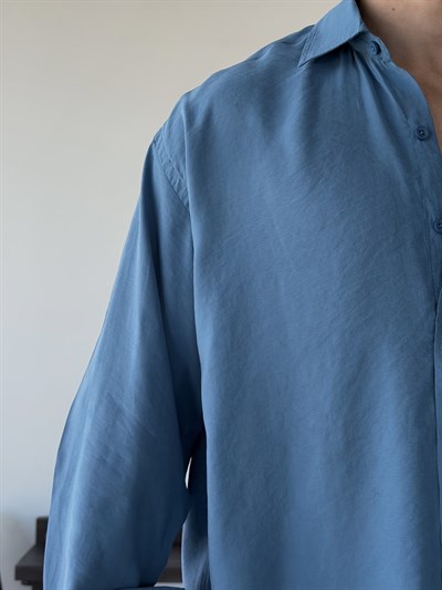 Arven Oversize İndigo Modal Gömlek