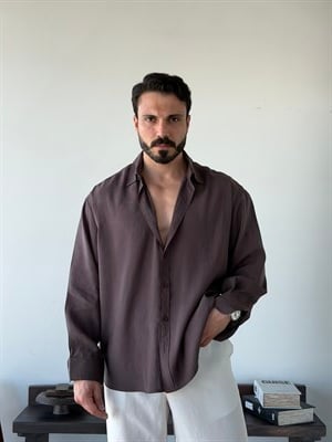 Arven Oversize Kahve Modal Gömlek