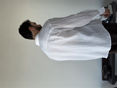 Berlinen Oversize %100 Linen Beyaz Gömlek