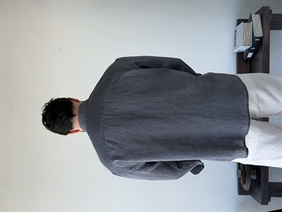 Berlinen Oversize %100 Linen Gri Gömlek