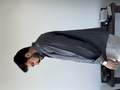 Berlinen Oversize %100 Linen Gri Gömlek