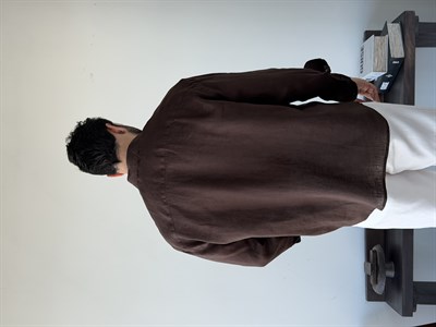 Berlinen Oversize %100 Linen Kahve Gömlek