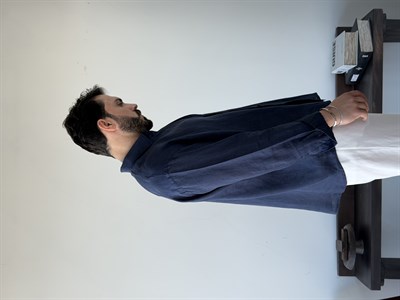 Berlinen Oversize %100 Linen Lacivert Gömlek