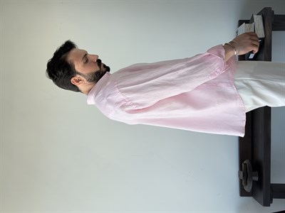 Berlinen Oversize %100 Linen Pudra/Rose Gömlek