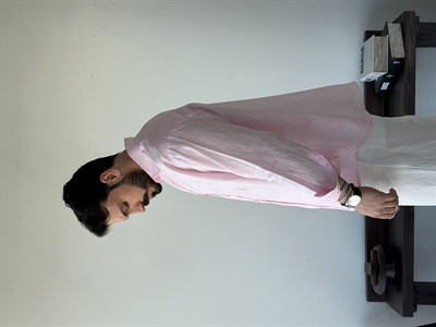 Berlinen Oversize %100 Linen Pudra/Rose Gömlek