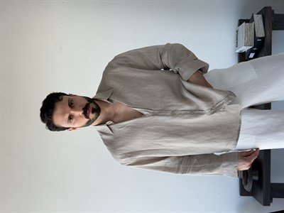 Berlinen Oversize %100 Linen Bej Gömlek