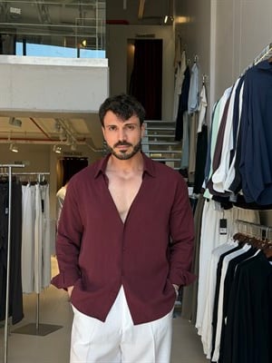 Blas Burgundy Lyocell Gömlek