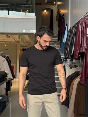 Bob Siyah Basic Muscle Fit Tişört