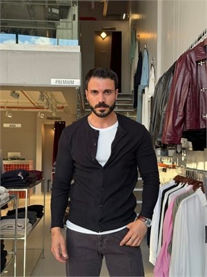 Bruno Siyah Fitilli Triko Hırka