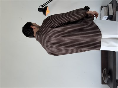 Daily Oversize Kahve Çizgili Gömlek