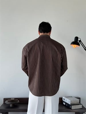 Daily Oversize Kahve Çizgili Gömlek