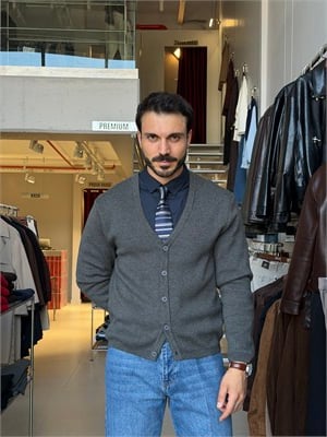 Delon Antrasit Basic Triko Hırka