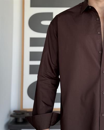 Denver Oversize Poplin Kahve Gömlek