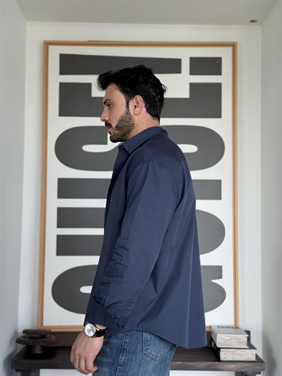 Denver Oversize Poplin Lacivert Gömlek