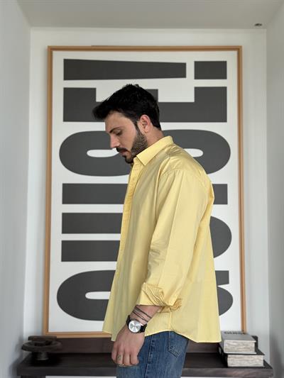 Denver Oversize Poplin Sarı Gömlek