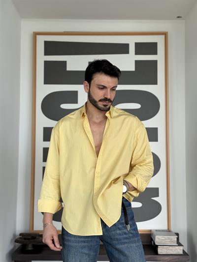 Denver Oversize Poplin Sarı Gömlek